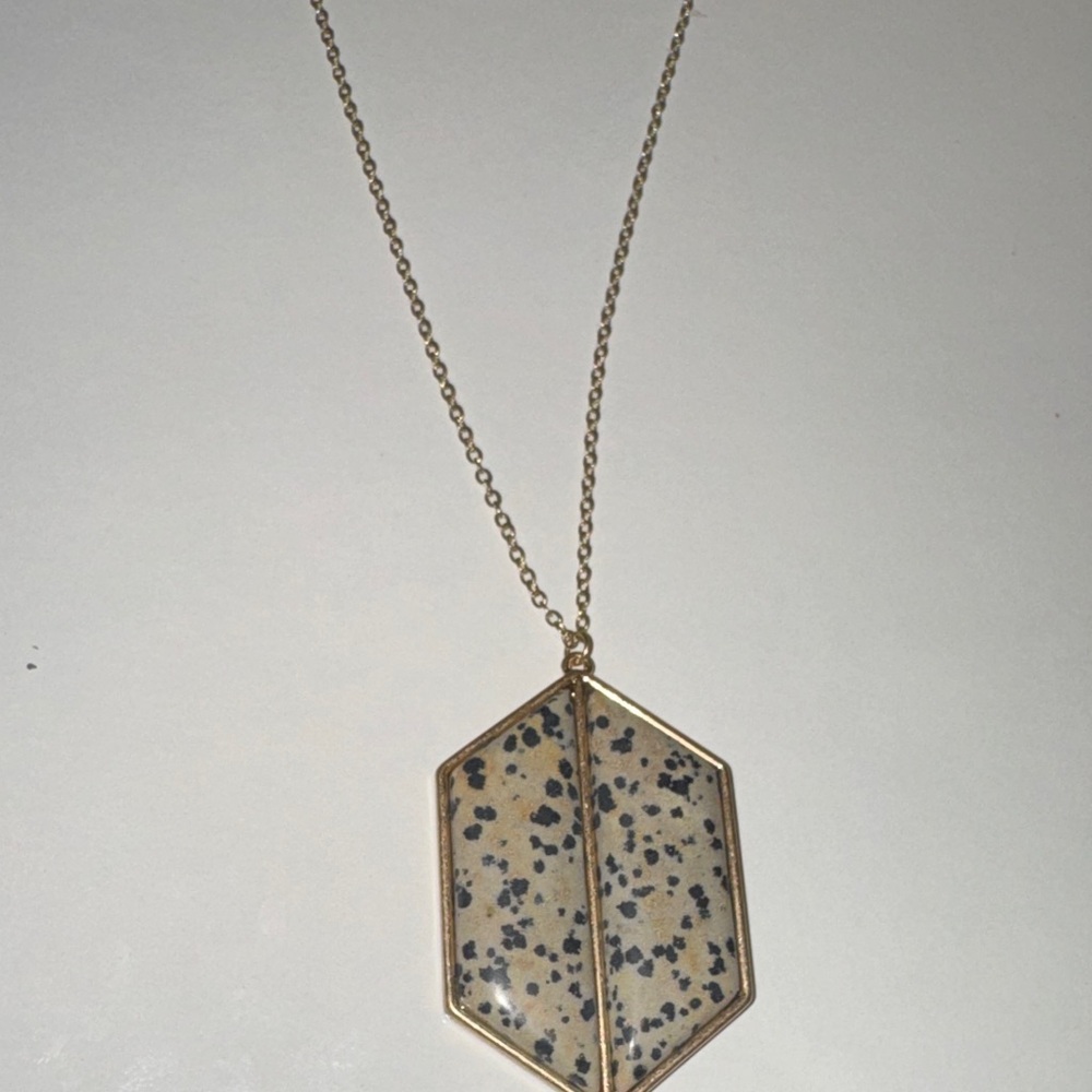 6/$25 - Pomina Speckled Stone Geometric Pendant Necklace (BR1313/2) - Picture 2 of 9